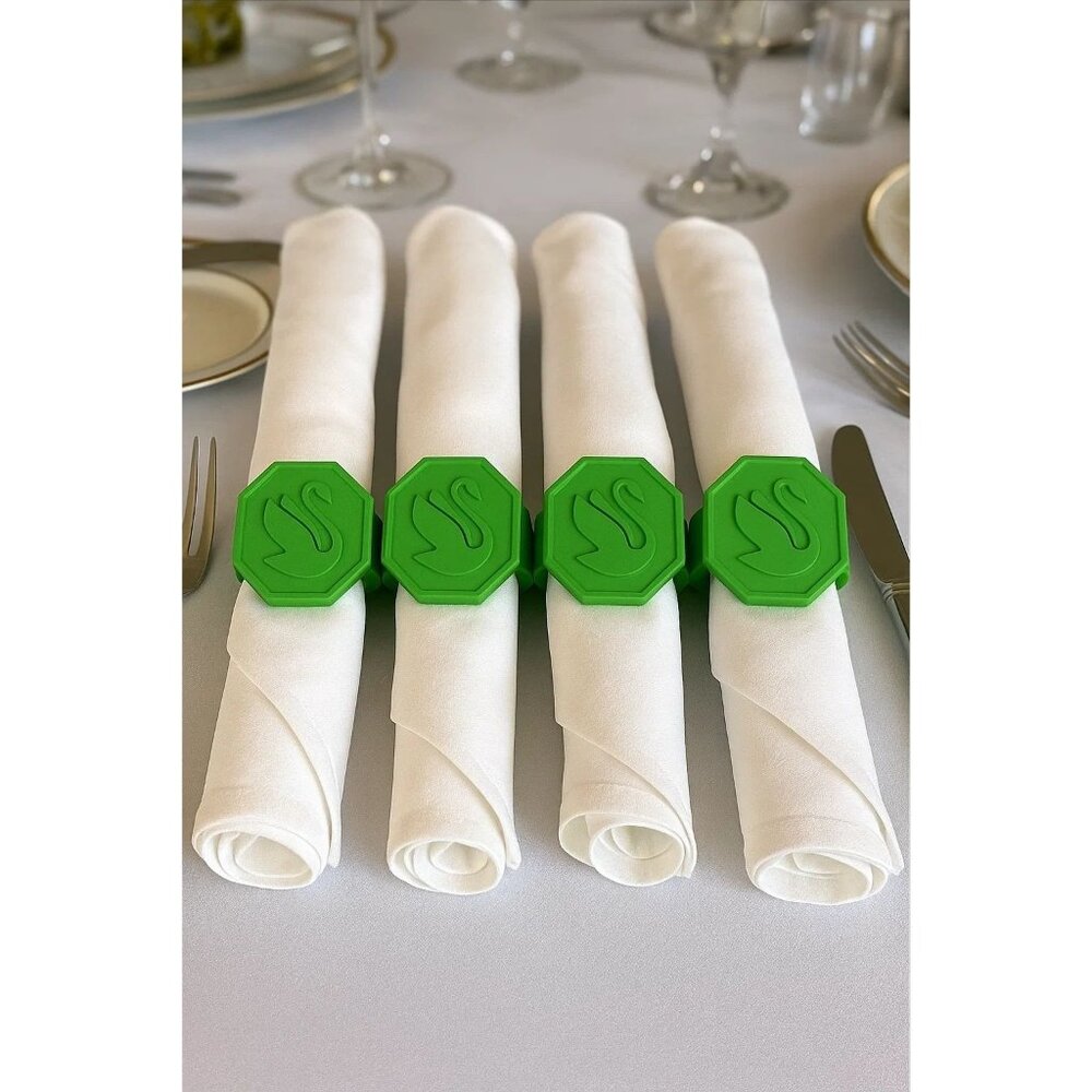 Swarovski 2025 Logo Green Ceramic Napkin Rings Set of 4 New in Box